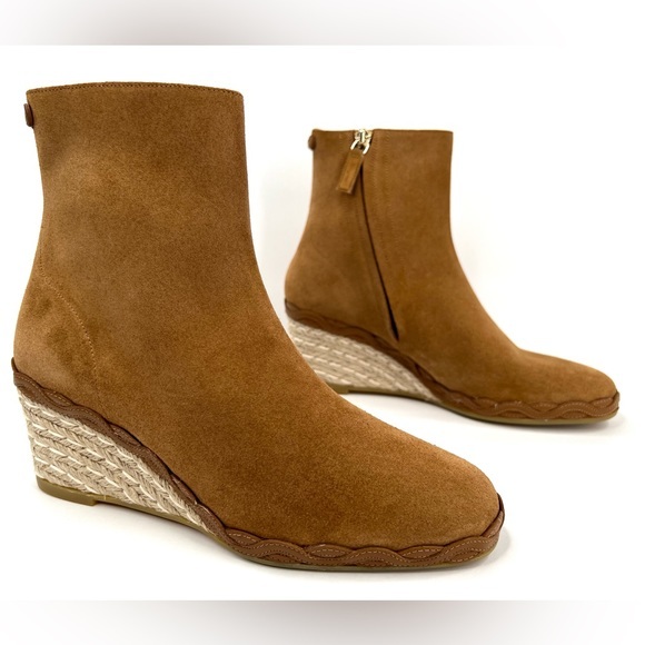 SALVATORE FERRAGAMO CANARIA CROSTA ESPADRILLE WEDGE SUEDE BOOTIES SIZE 6 - Picture 1 of 11